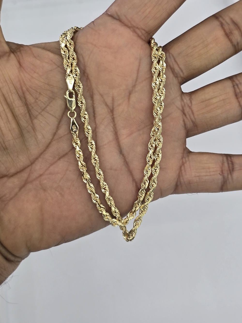 10k Real Gold Rope Chain 3.3mm 20 Inches - Picture 8 of 9